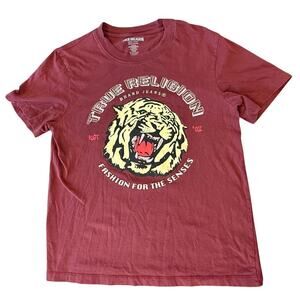 Vtg TRUE RELIGION Bling Tee T-Shirt size M Retro Y2K Tiger Vintage